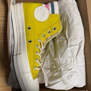Converse Chuck 70 Retro Stripe High Bold Citron 163366C Men Sz 7.5 Women Sz 9.5